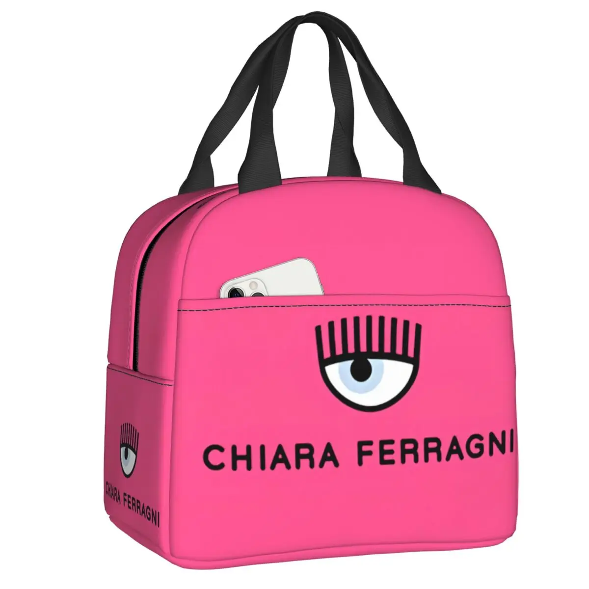 Custom Ferragnis Chiara Portable Lunch Boxes Women Waterproof Modern Fashion Thermal Cooler Food Insulated Lunch Bag Office Work
