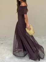 Vestido largo liso de verano con cuello Diagonal para mujer, vestido de fiesta plisado sin mangas y espalda descubierta, ropa de calle informal Maxi 2023