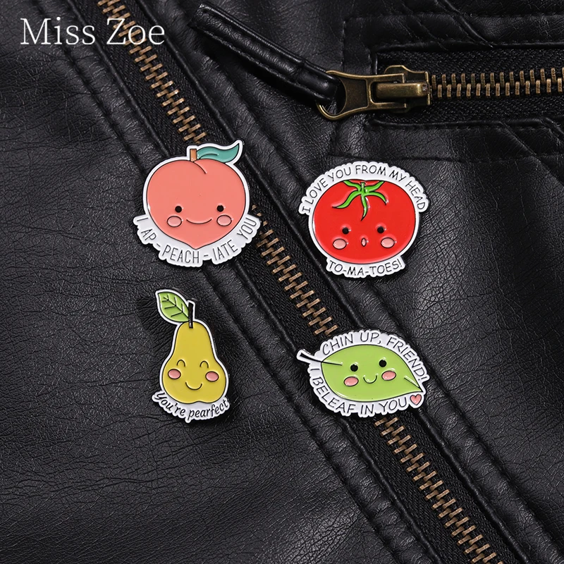 

Positive Excitation Quotes You'Re Pearfect Enamel Pin Chin Up I Believe In You Brooches Lapel Backpack Badge Funy Fruit Jewelry