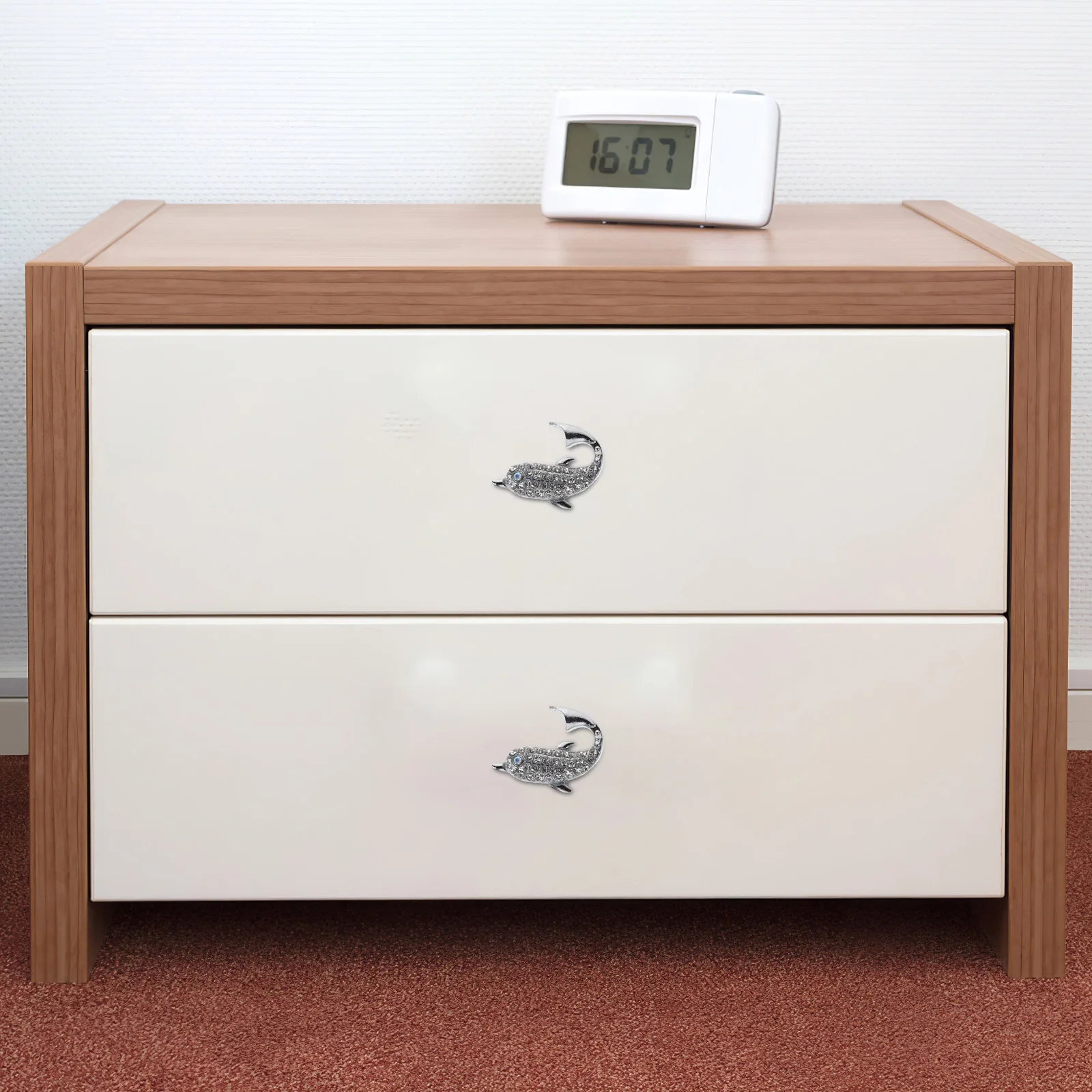 

4Pcs Dolphin Drawer Pulls Furniture Handles Alloy Crystal Single Hole Decorative Knobs Vintage Dresser Cabinet Door