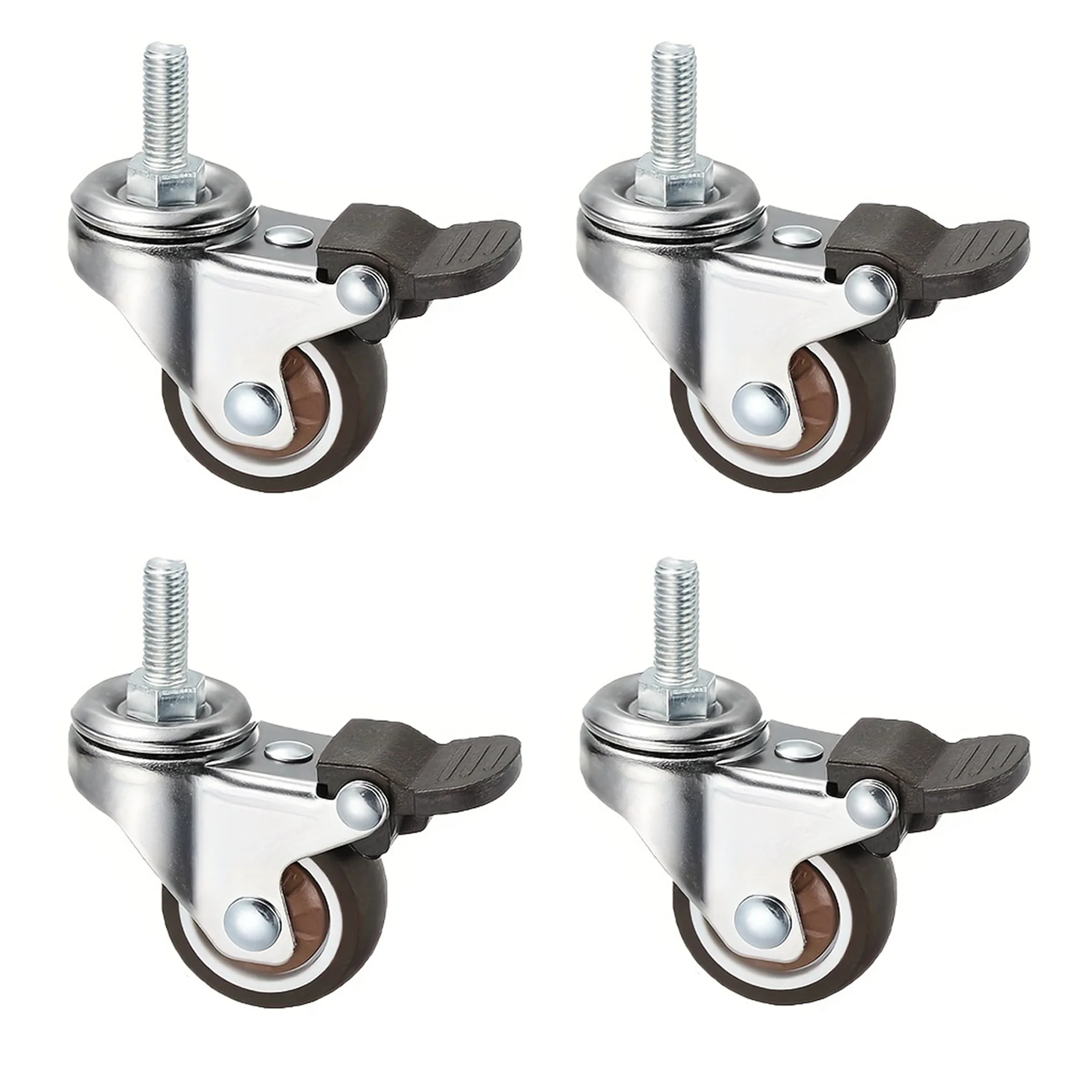 Stem Caster Wheels TPR Screw Lever Universal Casters Swivel Stem TPR Wheels  with M6/M8 Thread Rods for Carts Furniture Trolley