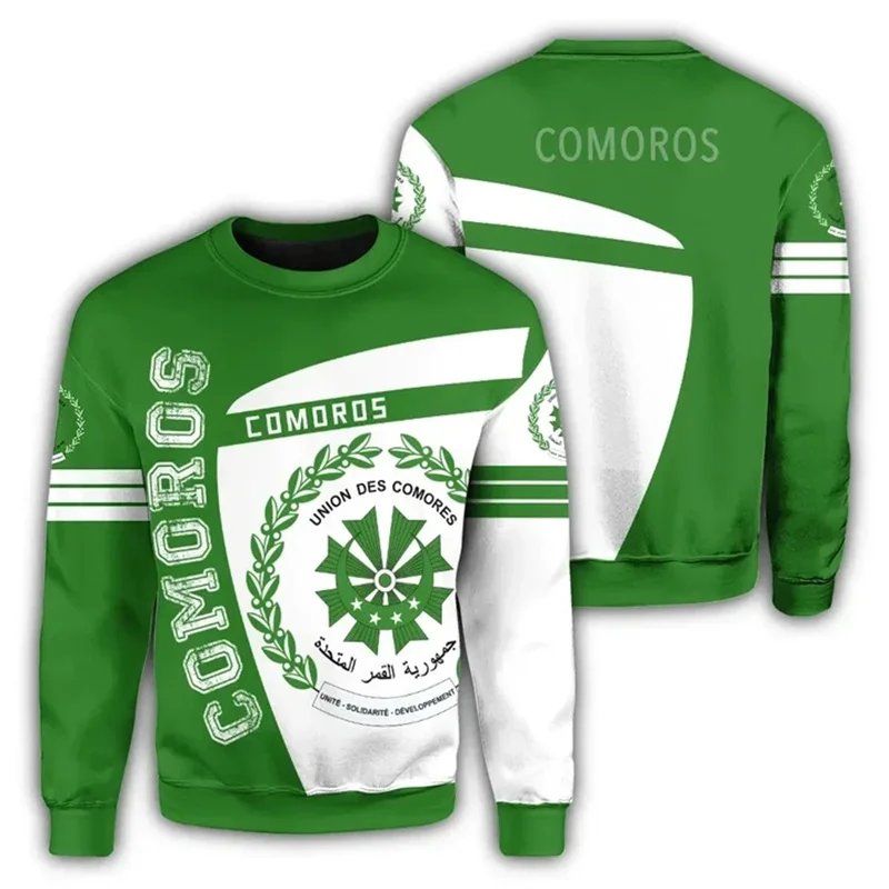 Comoros Flag Map Graphic Sweatshirts For Men Clothes Fashion Women Sweater Casual Male Streetwear Autumn Pullovers Tracksuit