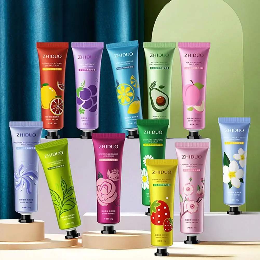 Fruity Flowery Hand Cream Set, Hidratante, Anti-Rugas, Anti Chap, Reparando Cuidados Mãos, Beleza Skincare, Cremes Mão