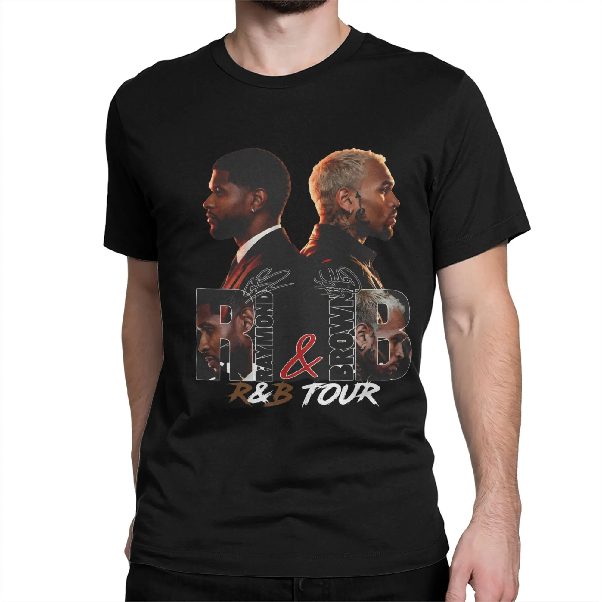 Unique R&B Tour Raymond & Brown Tour Poster T-Shirts Men Women Crewneck 100% Cotton T Shirts  Short Sleeve Tees Plus Size Tops