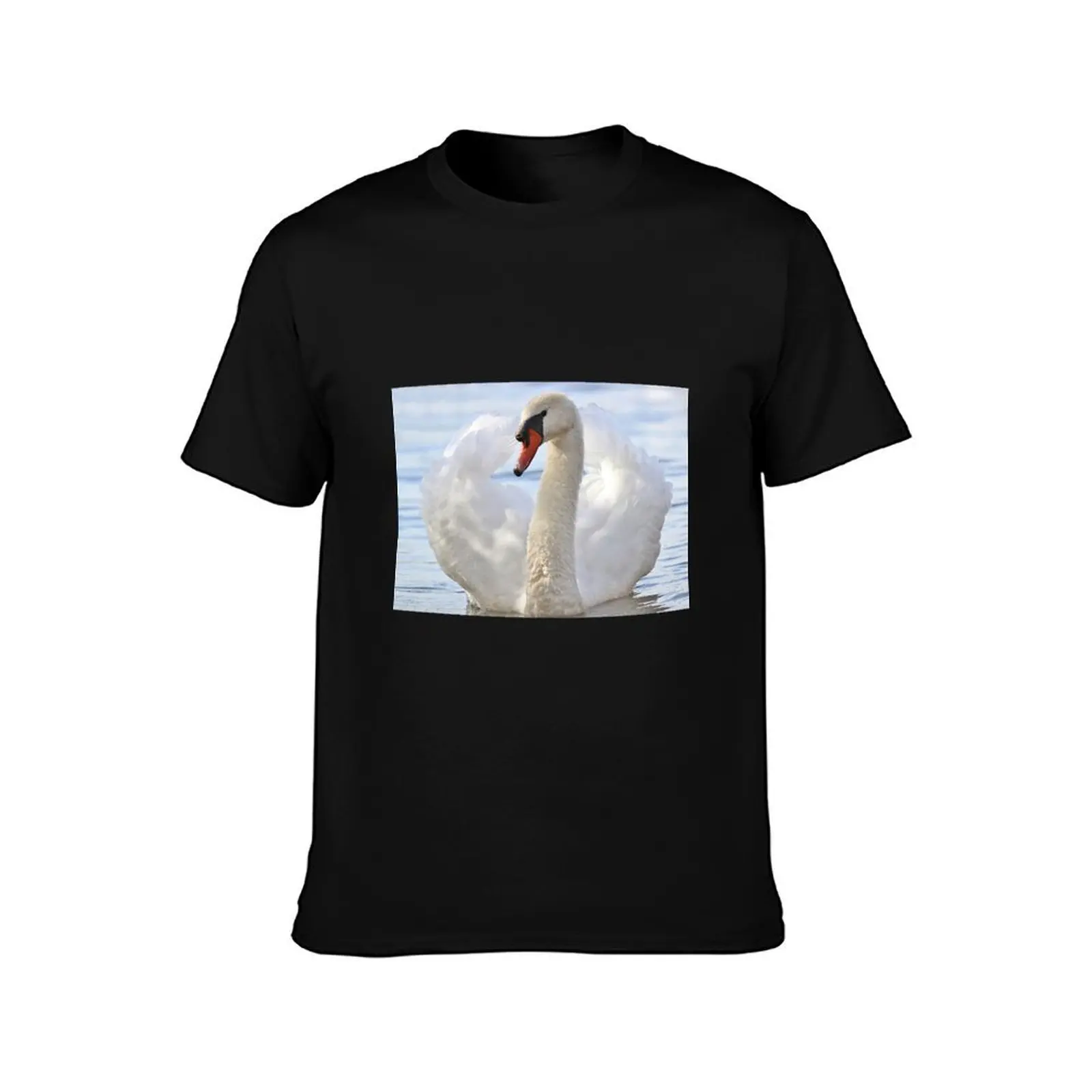 Elegance of the swan T-Shirt, Summer Casual Cotton Tee, Oversized Streetwear Tops, Vintage Graphic Print, Loose Fit Short Sleeve