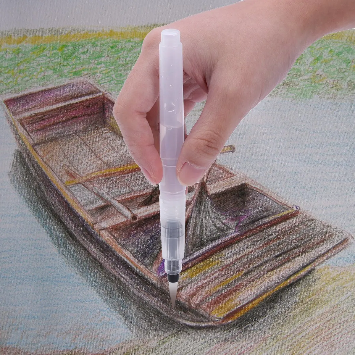 

3- Brush Pen Paint Brush Pens Easy Squeeze Barrel for Watercolor Painting Solid Colors Powdered Pigment Watercolor