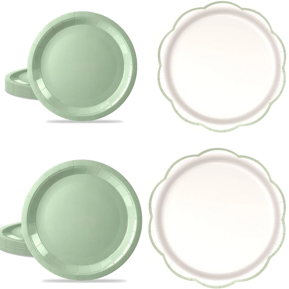 Sage Green Paper Plates for Parties 9