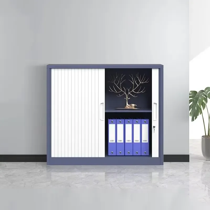 Modern Movable Adjustable Office Filing Storage Cabinet with Metal Sliding Tambour Door