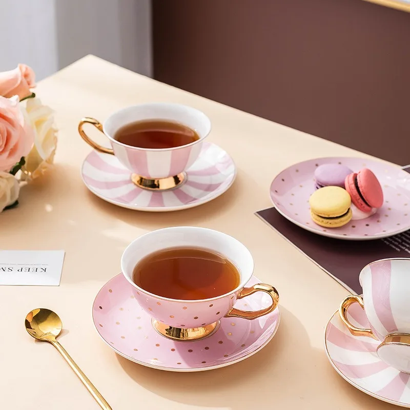 

Romantic pink series good afternoon tea cup and saucer coffee cup and saucer for home decorations party wedding celebrations