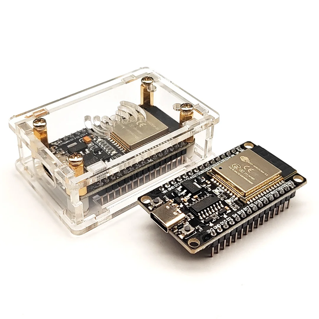 ESP-32 Type-C/صندوق أكريليك صغير لوحة تطوير ESP32 متوفرة للاختيار 30 وحدة دبابيس غلاف أكريليك عالمي