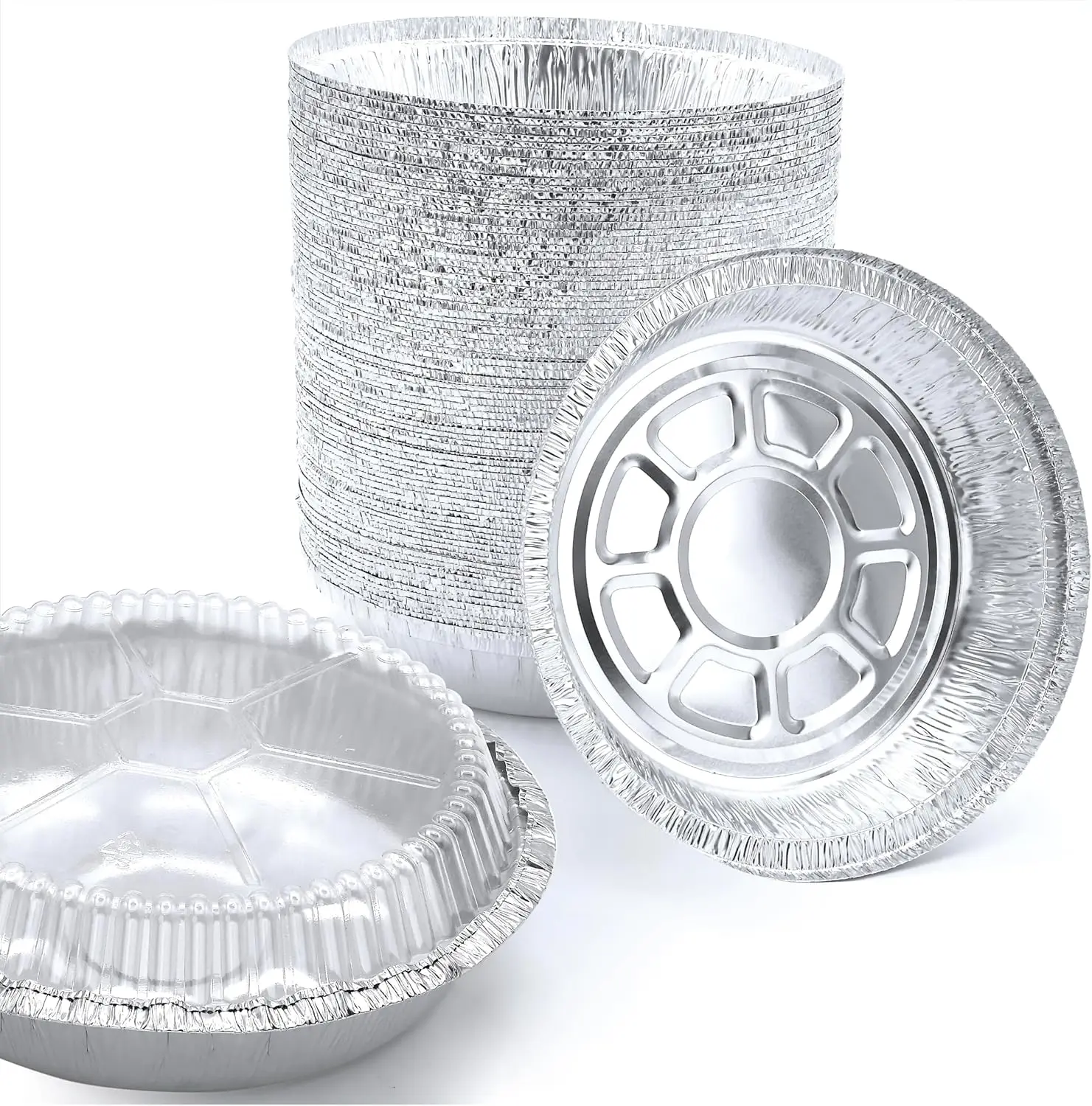 

55 Pack 7" Round Aluminum Pans with Lids for Baking, Takeout & Air Fryer