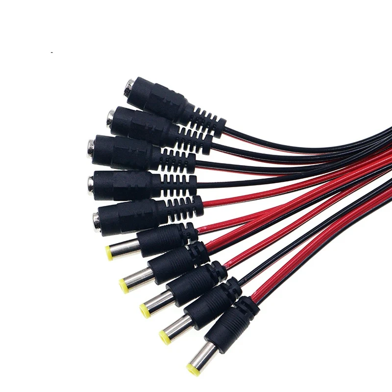 5Pairs 5521 12V/24V/36V DC Power Pigtail Extension Cable with 5.5*2.1mm Male Female Plug Connector for CCTV Camera LED Light etc