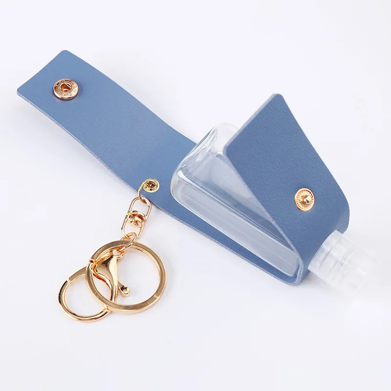 30ml Hand Sanitizer Bottle PU Leather Portable Travel Disinfect Gel Bottles Refillable Bottles with Keychain Holder