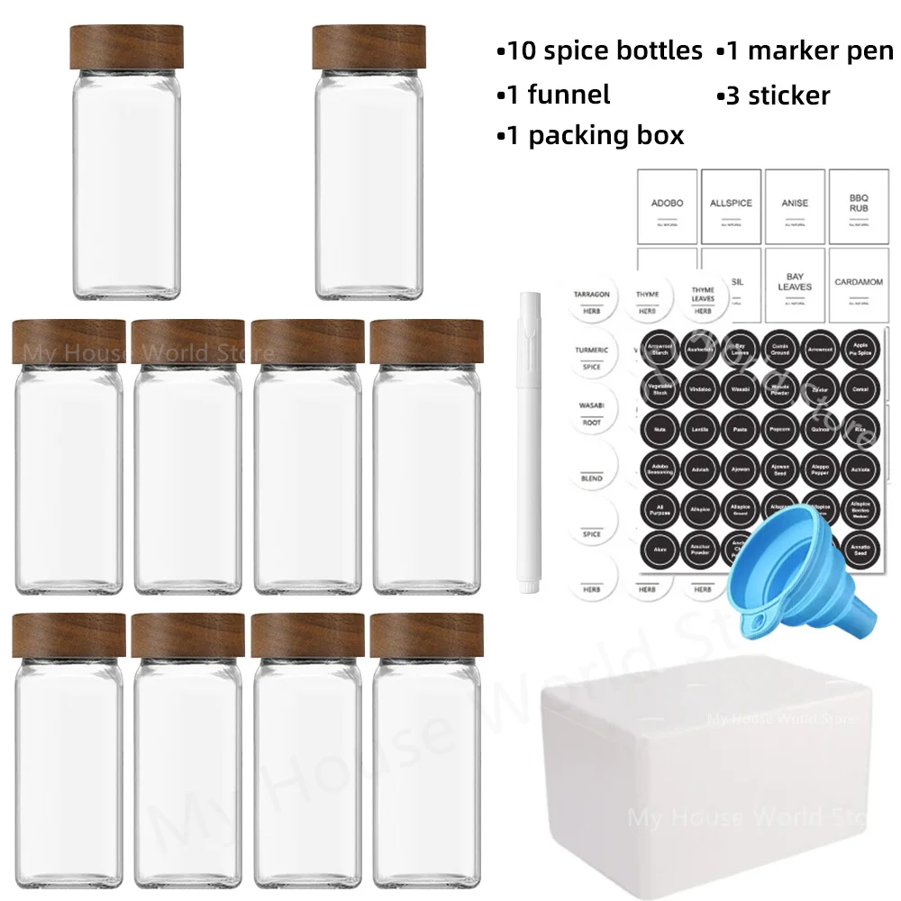 13 Stuks Glazen Kruidenpotjes Met Bamboe Deksels 4 Oz Glazen Potten Kruidenpotje Set Kruiden Potten Organizer Opslag flessen Voor Kruidenrek