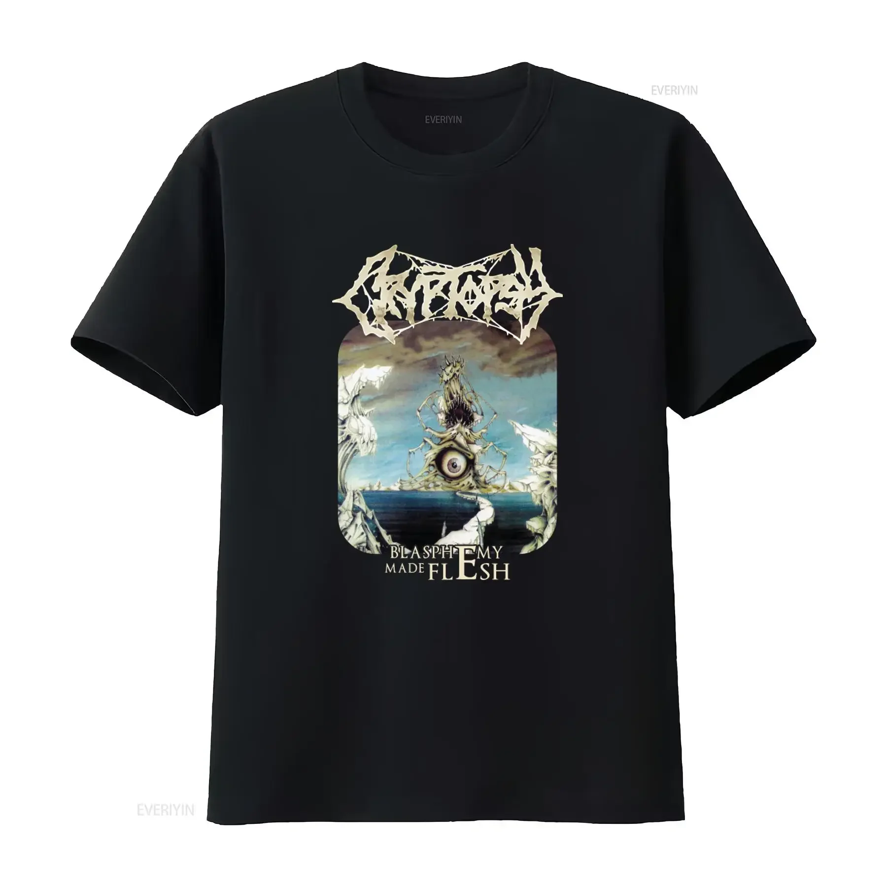 CRYPTOPSY Blasphemy Made Flesh T Shirt Heavy Metal Band Art Print vintage Washed Stylish Breathable Comfortable Soft Slightly