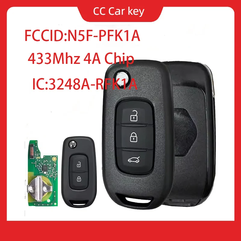 

IC: 248A-RFK1A оригинальная печатная плата для Renault Logan Duster Sandero Oroch 433 МГц 4A чип дистанционного управления автомобильный ключ FCCID: N5F-PFK1A