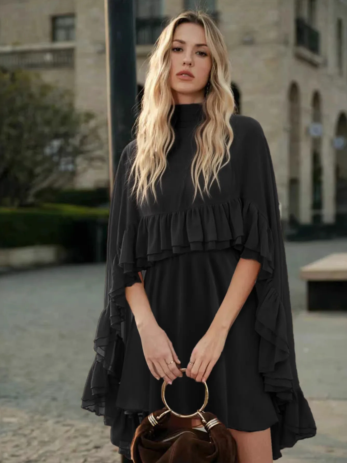 

Elegant Snowflake Chiffon Dress Fashionable Inner Strap Two-Piece Set Spring Summer New Arrival Women's Casual Sportswear