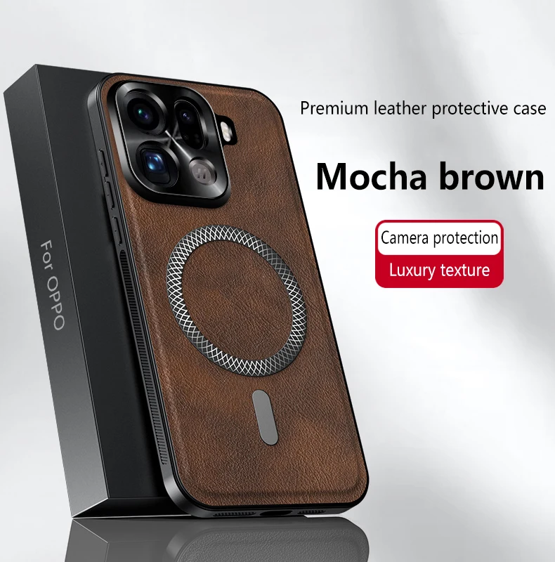 حافظة لهاتف OPPO Find X9 Pro حافظة فاخرة من جلد البولي يوريثان مغناطيسية MagSafe حافظة خلفية واقية لـ Find X9 X8 X6 Pro X7 Ultra Shell #1