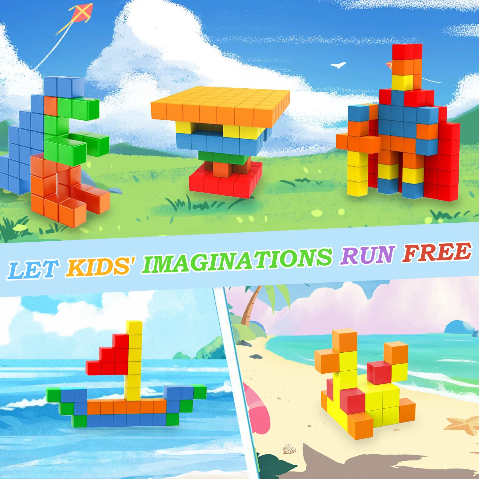 ثلاثية الأبعاد حجم كبير 41 قطعة اللبنات المغناطيسية 1.3In/3.3 سنتيمتر ألعاب مغناطيسية للبنين والبنات مكعبات البناء التعليمية لمرحلة ما قبل المدرسة