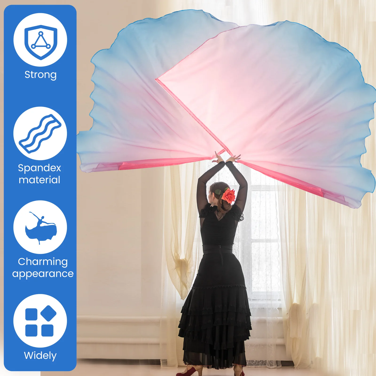 2개 세트 기독교 춤 깃발 천사 날개 깃발 막대 포함 벨리댄스 개막식 춤 소품 교회 춤 액세서리