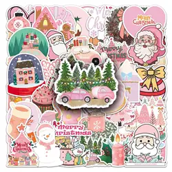 10/50PCS Cute Pink Christmas Decoration Stickers Kawaii Santa Claus Gifts Decals Toy DIY Kid Laptop Phone Fridge Luggage Sticker