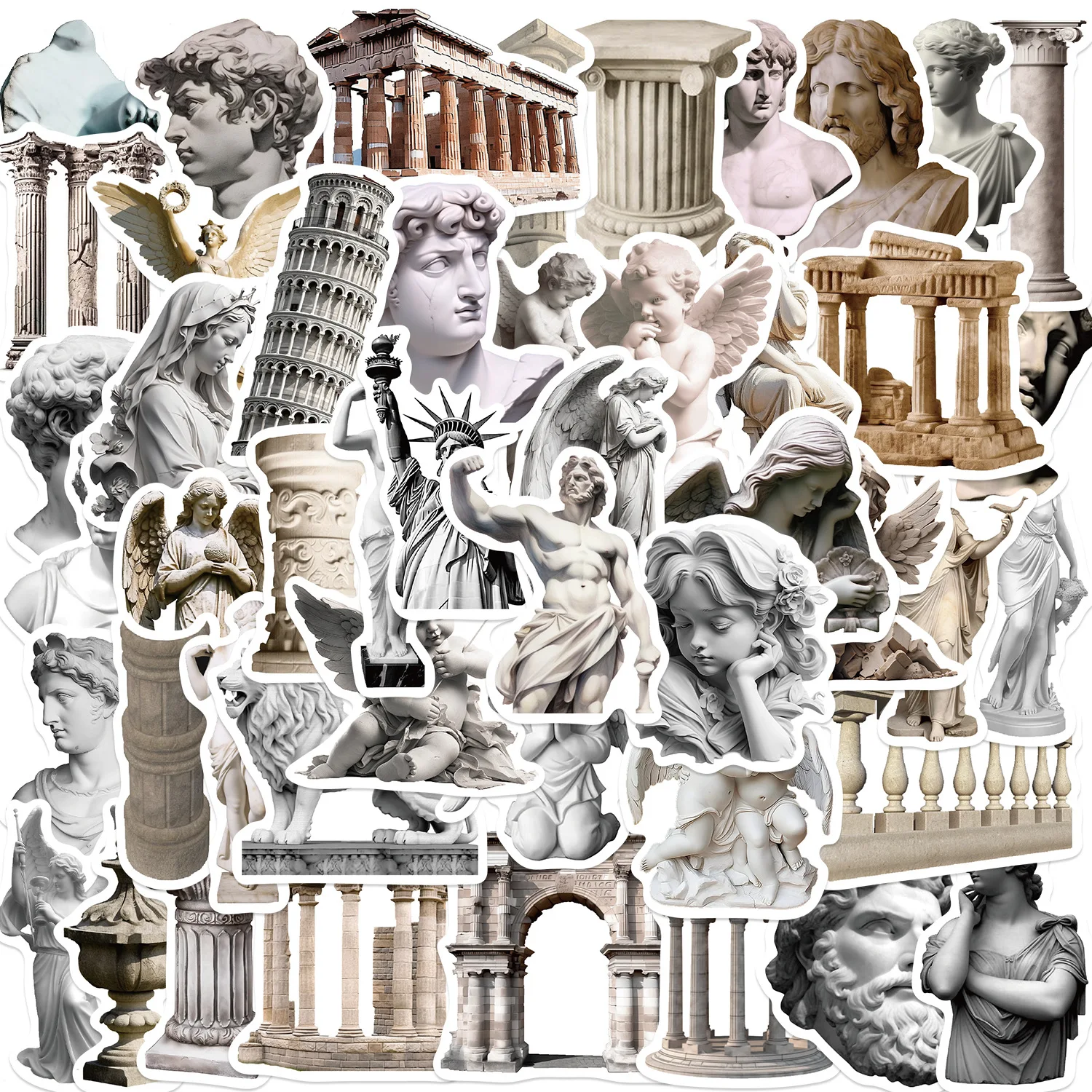 50PCS Vintage Art Sculpture Sticker Aesthetic Chidlren's Stationery Decoration Scrapbooking School Supplies for Kids