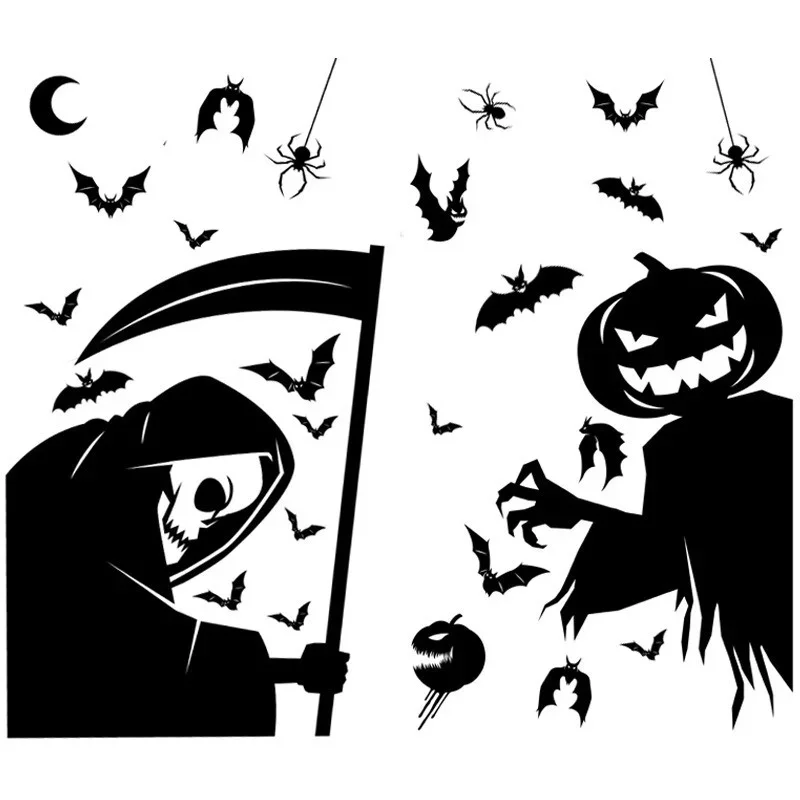 2026 Halloween Ghost Pumpkin Bat Skeleton Witch Window Wall Stickers Monster Shadow Party Decorate Haunted House Decor Supplies view 6