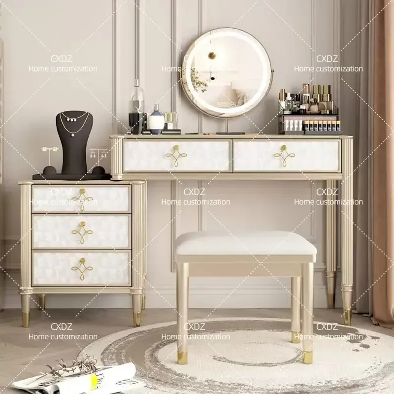 Solid wood dresser small apartment bedroom makeup table American light luxury premium shell makeup table dressing table