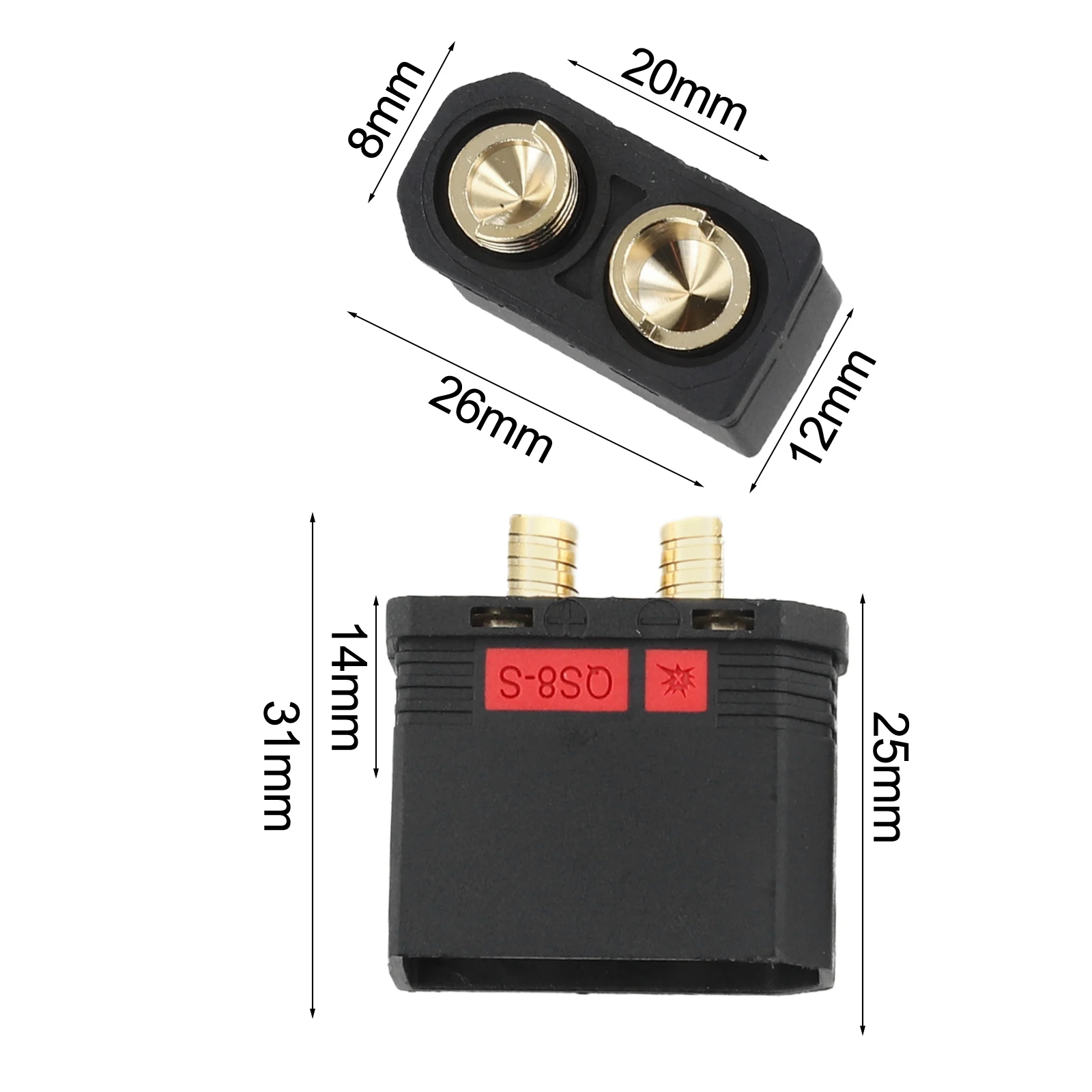 QS8 S Male Female Connector 200A Gold Plated For RC Car Model Battery Charging