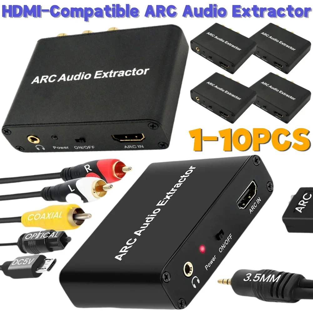 1-5PCS ARC Audio Extractor ARC To SPDIF Coaxial L/R Stereo 3.5mm Jack HDMI-Compatible ARC Adapter for HDTV Speaker Amplifier