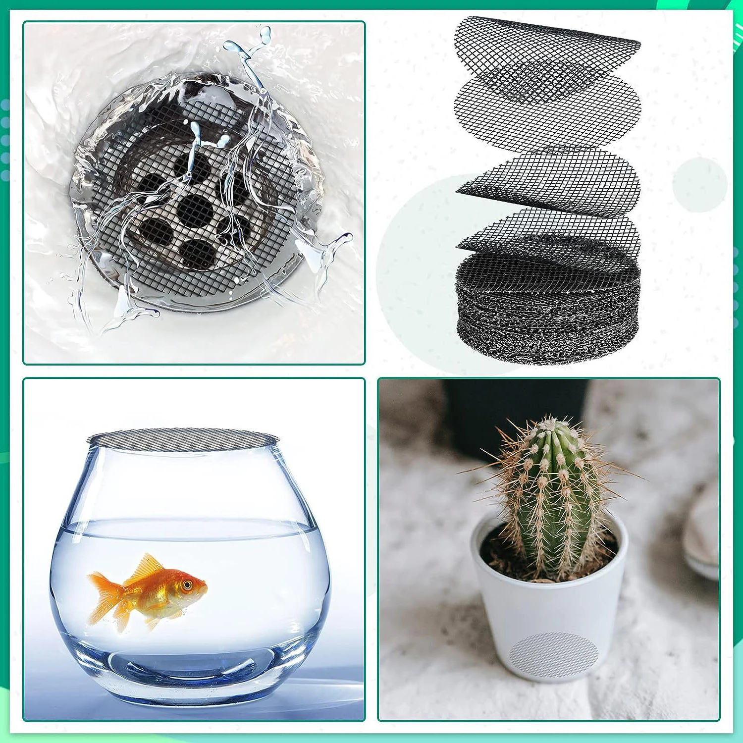 50Pcs Flowerpot Soil Retention Mesh Bonsai Anti-leakage Soil Barrier Drainage Screen Potted Bottom Grid Gasket Gardening Tool
