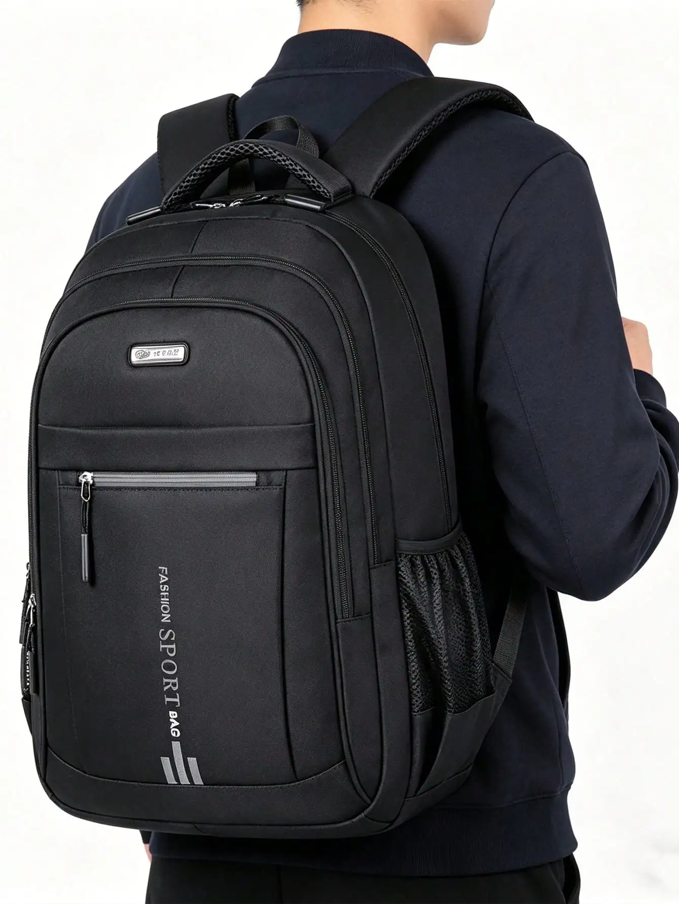 Fashion Sports Laptop Backpack, Large‑Capacity Multi‑Compartment Water‑Resistant Travel Daypack with Side Mesh Pockets, Durable Rucksack for Daily Commute, College School, Business Work, Camping Hiking & Multi‑Purpose Outdoor Activities for Men Women Teen