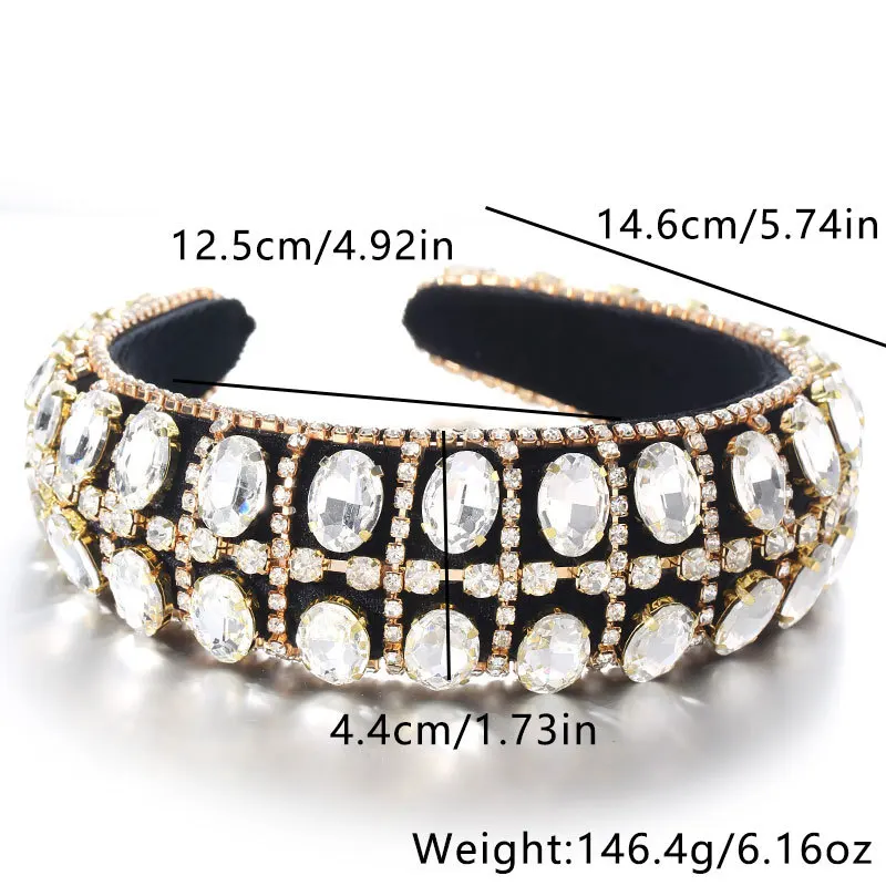 2023 Luxury Baroque Sparkly Padded Rhinestones Headbands Full Crystal Hairbands Wide Diamond Headwear Hair Accessories Women