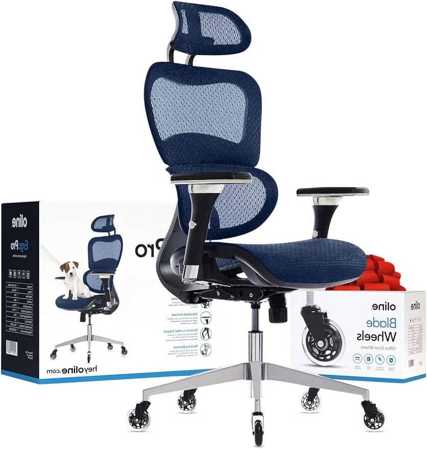 

Oline ErgoPro Office Chair - a rolling table and chair with 4D adjustable armrests, 3D waist support and blade wheels