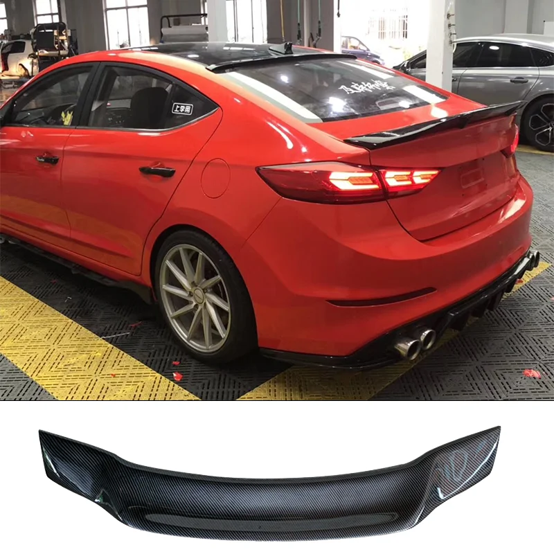 

For Hyundai Elantra 2015 2016 2017 High Quality carbon fiber spoiler Car Rear Wing Primer Color rear Trunk tail fin sports Rear