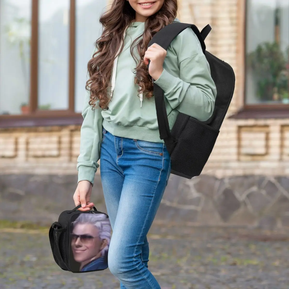 Vergil From The Devil May Cry Series Backpack BookBag School Bag Computer Shoulder Bags 3ps Insulated Lunch Bag Pencil Case