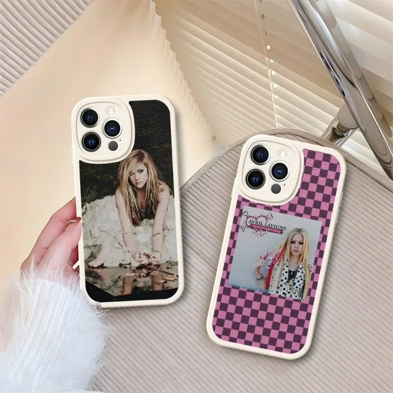 Singer Avril Lavigne Phone Case White For IPhone 14 11 13 12 Pro Max Mini Xs X Xr 7 8 Plus SE2020 Leather Silicone Texture Coque