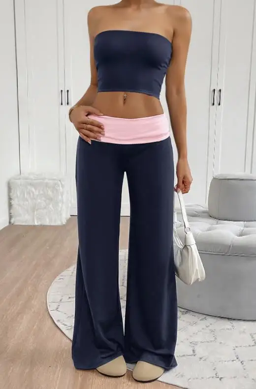 

2026 Spring/Summer New Sweet Cool Casual Style Strapless Tank Top Comparison Casual Pants Set Women's Wear