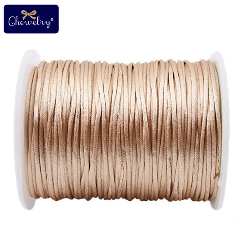 Lassen Sie uns 1pc 1mm 80m Satin Seide Seil Nylons chnur bunte Baby Beißring Zubehör Beiß kette Halskette Rattail Schnur DIY Werkzeug Spielzeug machen – Detail 21