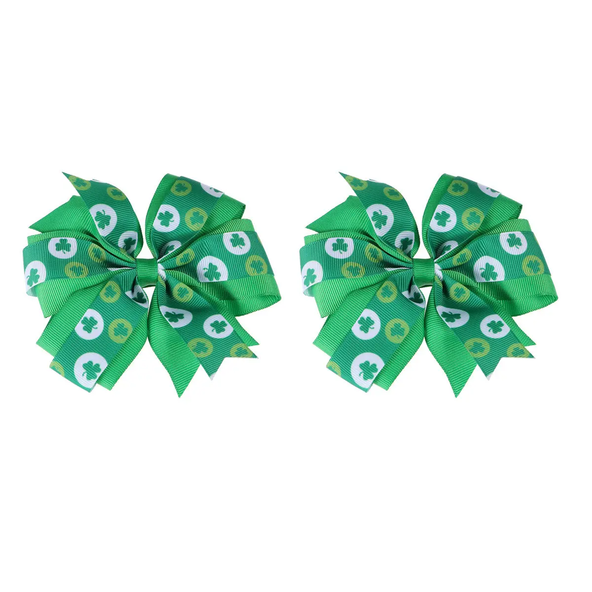 

1Pair Soft Cloth Clover Hair Clips St Patrick's Day Hair Accessories Shamrock Design for Non Deformation