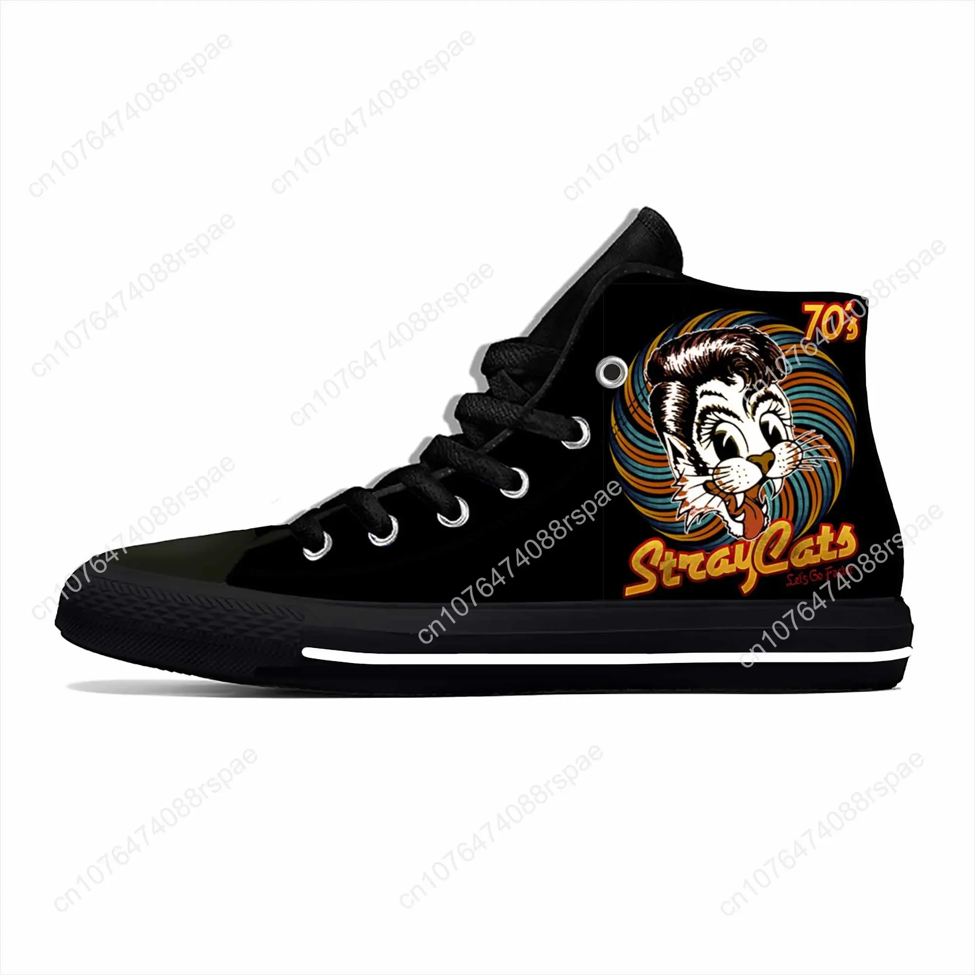 Cat Music Rock Band Singer Fashion Funny Stray Casual Doek Schoenen Hoge Top Lichtgewicht Ademende 3d Print Heren Dames Sneakers