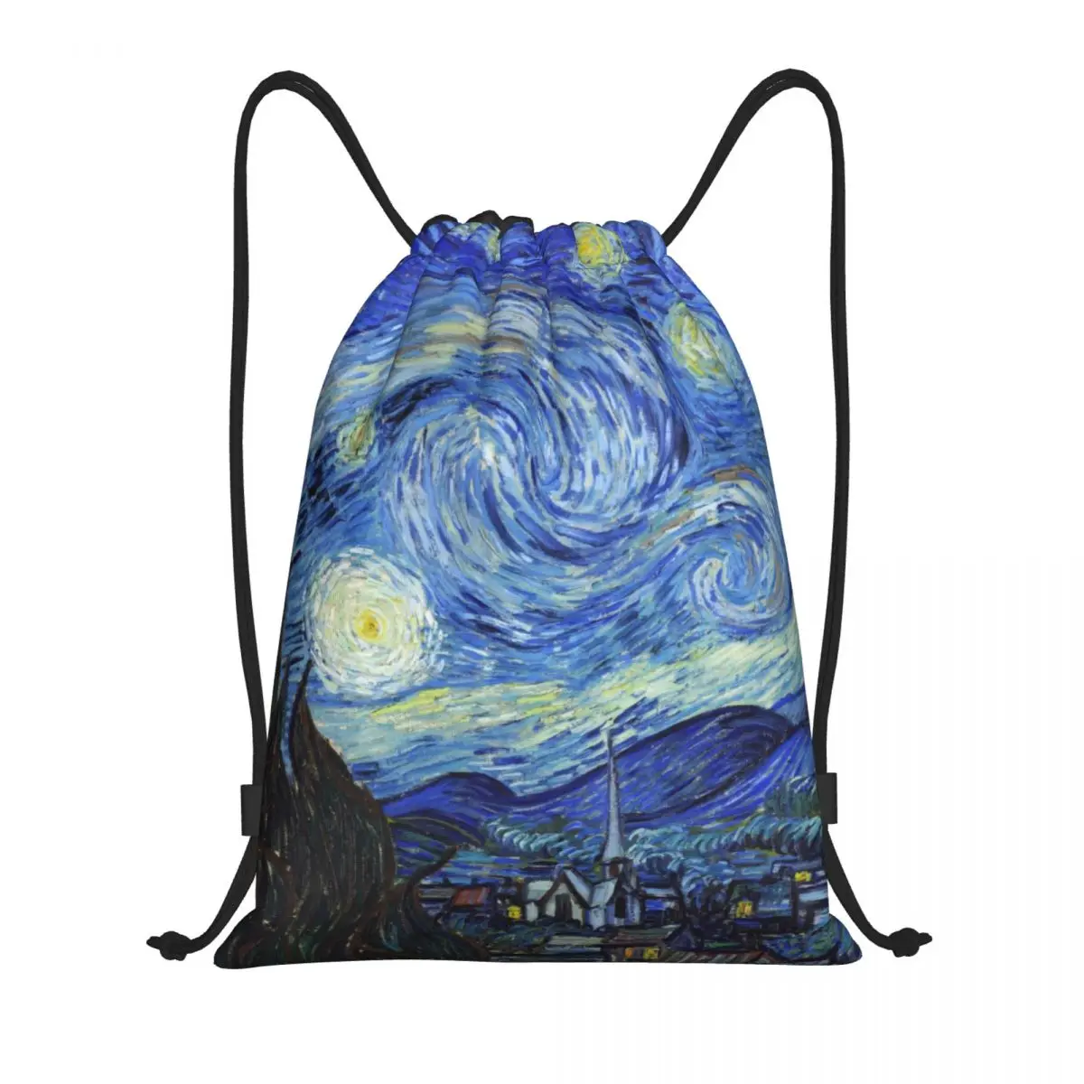 Custom Vincent Van Gogh Starry Night Drawstring Backpack Women Men Gym Sport Sackpack Foldable Art Painting Shopping Bag Sack