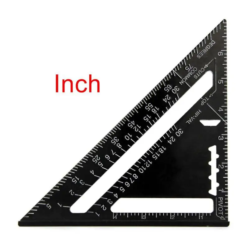 7Inch Triangle Ruler Measurement Tool Aluminium Alloy Carpenter Tools Inch Metric Angle Ruler Speed Square Woodworking Tools