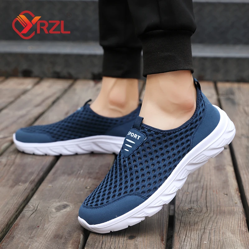 YRZL Lightweight Men Casual Shoes Breathable Slip on Male Casual Sneakers Anti-slip Men\'s Flats Outdoor Walking Shoes Size 39-46