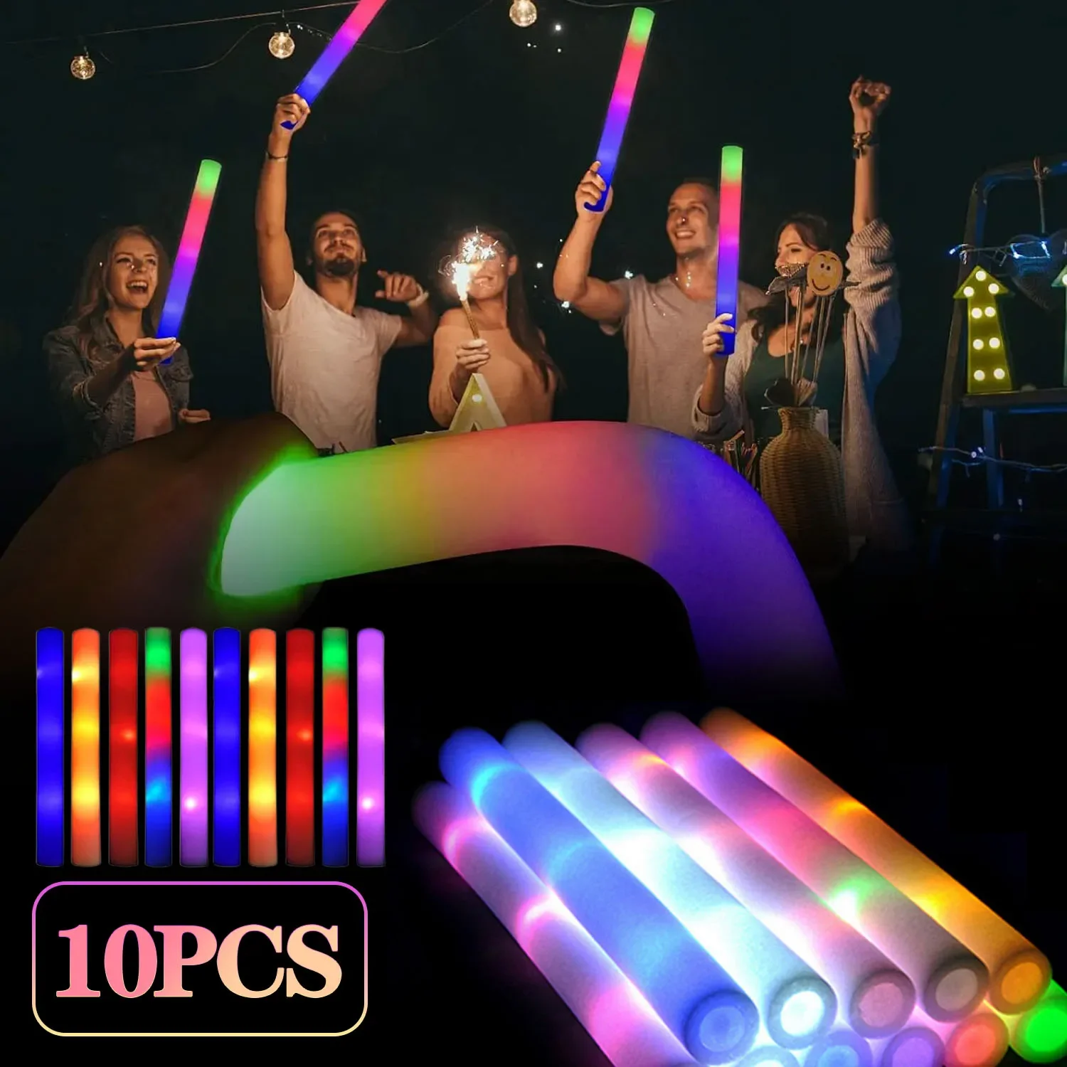 

10PCS Glow Stick Light Up Party Supplies Music Festival Concert Props Wedding Celebration Halloween Mardi Gras Night Event Decor