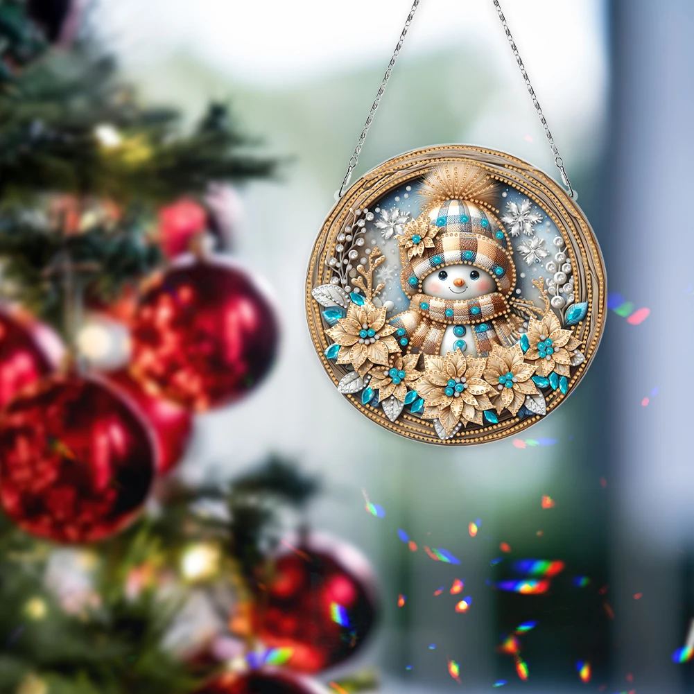 

Xmas Theme 2D/Flat DIY Special Shape Rhinestone Diamond Art Window Pendants Diamond Art Pendant Wall Decor for Home & Windows