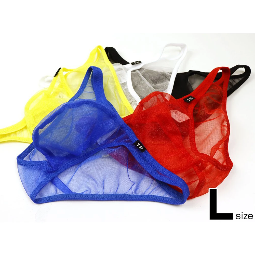 

Sexy Men's Mesh Briefs Thong Underwear with Translucent Elephant Nose Detail Low Rise and Breathable Fabric for Stylish Comfort