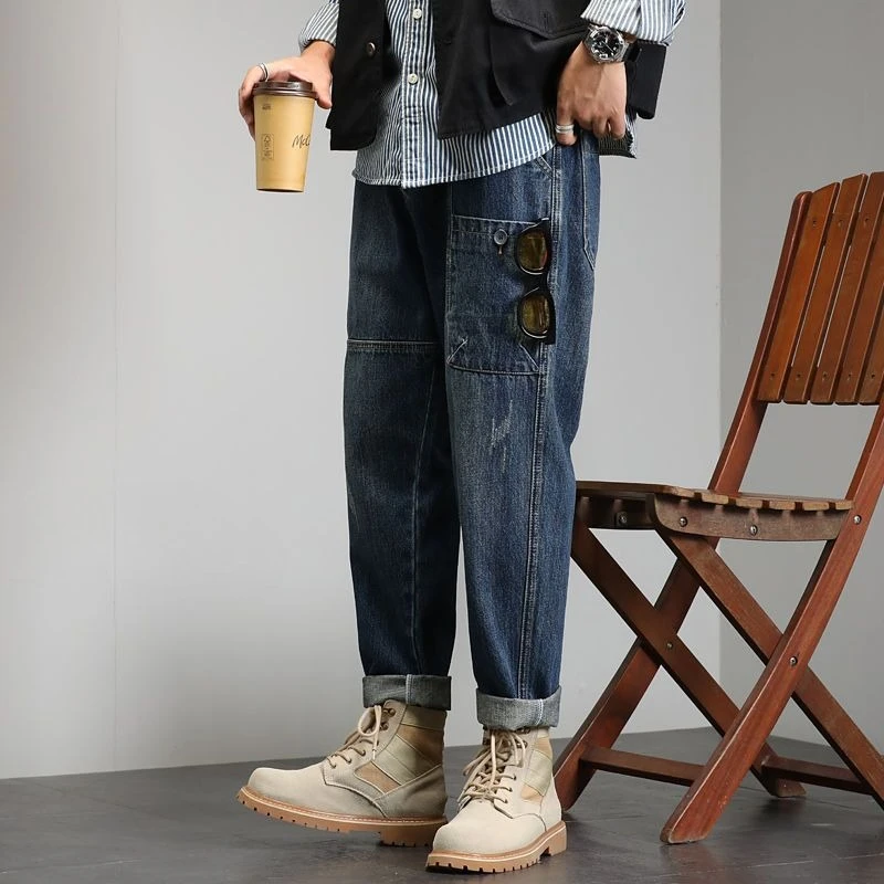 Rechte losse mannelijke cowboybroek Broek Origineel gestapeld wijde pijpen Zacht Harajuku Trend 2025, Y2k Vintage Xs Baggy herenjeans