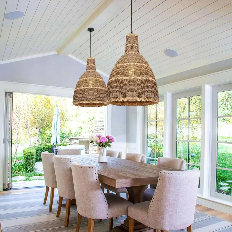 

Wave Bamboo Rattan Lampshade and Woven Lampshade Chandelier Ceiling Light