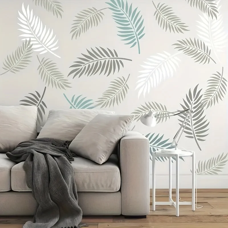 1PC 11,8x17,7 inch palmblad stencil voor muur en meubels schilderen, herbruikbare tropische plant sjabloon voor thuis kunst DIY